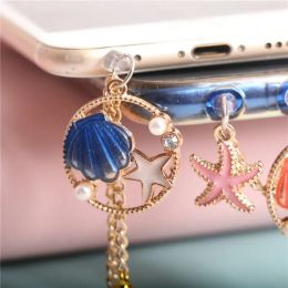 Cute Dust Plug Charm Kawaii 3.5mm Headphone Anti Dust Plug Seashell Ocean Mobile Phone Charge Port Plug Dust Cap For iPhone