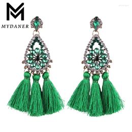 Dangle Earrings Bohemia Crystal Silk Tassel Handmade High Quality Green Long Drop For Women Fashion Jewelery