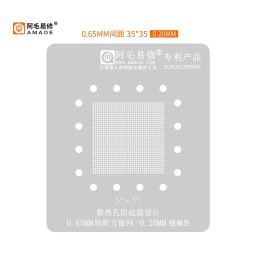 0.65mm 0.8mm Amaoe Universal Direct Heating TV CPU BGA Reballing Stencil Soldering LCD Box Android Chip 25X25 28X28 38X38 32x32