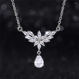 Pendant Necklaces Ne'w Gorgeous Bridal Wedding Necklace Creative Teardrop CZ Delicate Women's For Party High Quality Jewellery