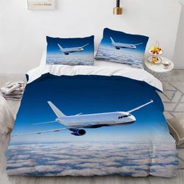 Bedding Sets Boys Duvet Cover Set For Kids Children Teens Aviation Aircraft Runway 3D Airplane Comforter With Pillowcases