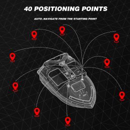 V020 GPS Fishing Bait Boat 40 Feeding Points 500m Remote Control Bait Boat Dual Motor Fish Finder Automatic Fishing Feeder Boat