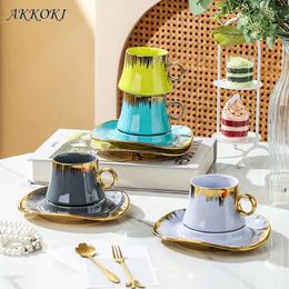 Mugs Luxury Phnom Penh Coffee Mug Set Office Home Macaroon Series Ceramic Cups And Saucers European Style Creative Cup