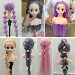 Children's High Temperature Fiber Blonde Hair Mannequin Head Training Head For Hairstyles Braid Hairdressing Manikin Doll Head