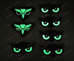 IR Reflective Multicam Owl Eyes Patches Cat Infrared Tactical Military Rubber Patch Armband Biker Decorative Badges Glow In Dark