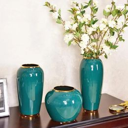 Vases Modern Monochrome Glazed Ceramic Vase Chinese High Grade Decoration Home Living Room Flower Insertion Device