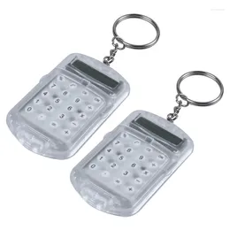 Hooks 2X Clear Plastic Casing 8 Digits Electronic Mini Calculator W Keychain