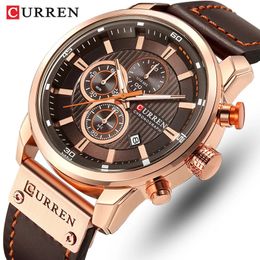 CURREN Brand Watch Men Leather Sports Watches Mens Army Military Quartz Wristwatch Chronograph Male Clock Relogio Masculino 240408