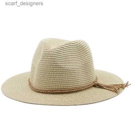 Wide Brim Hats Bucket Hats New Summer Men Women Straw Hollow Western Cowboy Hat Elegant Lady Sombrero Hombre Cowgirl Outdoor Jazz Beach Sun hat Y240409