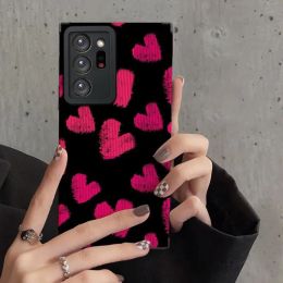 For Funda Samsung Galaxy S23 S22 S 23 Ultra S20 FE S20FE S23Ultra S22Ultra 5G Case Soft Cute Red Heart Leather Phone Case Cover