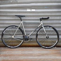 Bikes Grey 700C Fixed Gear Bike Silver Ectroplating Chrome Molybdenum Frame Sing Speed Bike 52cm Fixie Bicyc with V brakes L48