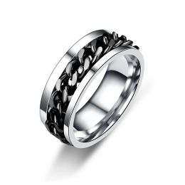 Titanium Steel Rotatable Chain Rings for Women Men Spinner Ring Multifunctional Chain Ring Men Bottle Opener Ring Jewellery Gifts