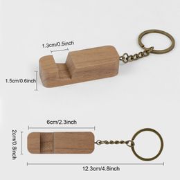 Brown Keychains Custom Cork Wood Keyrings Engraving Logo Customized Keyring Phone Holder Key Ring Promotional Keychain Square car keyring Beech Wood