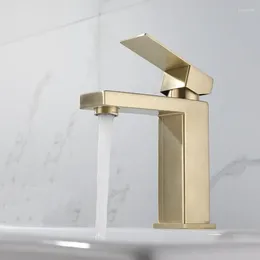 Bathroom Sink Faucets ULA Modern Basin Faucet Gold Black Silver Deck Mount Tap Mixer Cold Water Stainless Steel