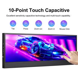 Wisecoco 14" 4K UHD 3840x1100 Portable Monitor IPS LCD Touch Screen Bar Monitor Secondary Screen for PC Computer Case GPU Aida64