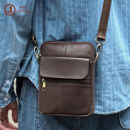 Waist Bags Leather Men's Messenger Bag Mobile Phone Cowhide Shoulder Casual Style
