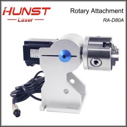 Hunst Rotary Attachment D80 Rotary Device with 3 Jaw Chuck, Can Choose DM5042 Driver for UV CO2 and Fibre Laser Marking Machine