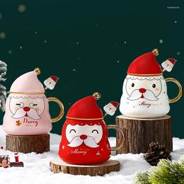 Mugs Santa Mug With Lid Spoon Christmas Ceramic Coffee Cup Espresso Tazas Water Afternoon Tea Party Home Drinkware Gifts