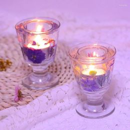 Candle Holders European Glass Cup Holder Retro Christmas Cylinder Vintage Chandelier Bougeoir Dining Table Decor DL60ZT