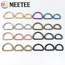 Meetee 20Pcs 13-50mm Metal D Ring Buckle Backpack Webbing Clasp Bag Strap Hooks Garment Belt Buckles DIY Leather Craft Accessory