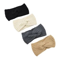 Winter Warm Cross Headbands Twisted Wool Knitted Elastic Sports Yoga Hairband Wide Turban Headwrap Women Hair Accessories