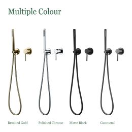 Matte Gold Handheld Shower Bathroom Shower Faucet With 1.5M Rubber Hose Hot& Cold Water Tap Brass Shower Holder Wall Mount Mixer