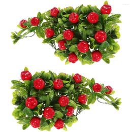 Party Decoration 2 Pcs Simulated Fruit Hanging Ornaments Greenery Decor Decorative Po Props Lifelike Fake Plant Plastic Artificial Skewer