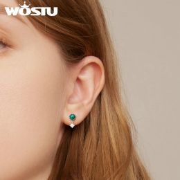 WOSTU 925 Sterling Silver Malachite Earrings for Women Vintage Wrist Drop Dangle Earrings Wedding Party Delicate Jewellery Gift