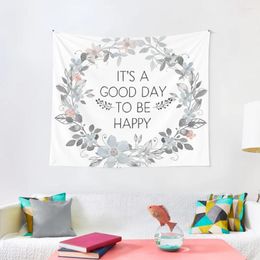 Tapestries Inspirational Quote - It's A Good Day To Be Happy Tapestry Aesthetic Home Decor Wall Aesthetics For Room