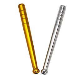 HONEYPUFF Gold Silver Colour Metal Straight Pipe One Hitter Length 90 MM Mini Tobacco Pipe One Hitter Pipe Smoking Accessories7545177