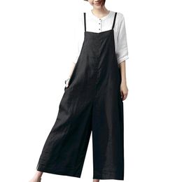 Women Jumpsuit Summer Fashion Solid Colour Loose Sleeveless Casual Style Wide Leg Suspender playsuit 240409