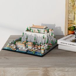 MOC Retro Castle Palace Greece Acropolis of Athens Building Blocks Set Architecture Santorini Parthenons Tower Toy Birthday Gift