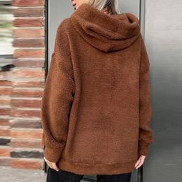 Women's Hoodies Solid Colour Hoodie Winter For Women Fashionable With Large Pockets Cosy Plush Tops Autumn