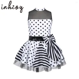 Stage Wear Ballet Tutu Dress Kids Girls Polka Dots Sequins Bowknot Gymnastics Leotard Jazz Latin Performance Princess Dancewear