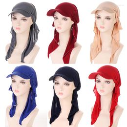 Ethnic Clothing Muslim Women Turban Hat Baseball Cap Printed Pre-tied Headscarf Summer Sun Female Cancer Chemo Stretch Bandan