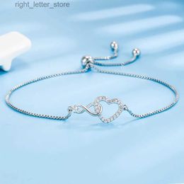 Bangle S925 Sterling Silver Heart Womens Bracelet Luxury Artificial Diamond Designer Jewellery Accessories Holiday Boutique Gift yq240409