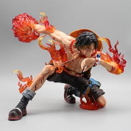 One Piece Figures Ace Figurine Fire Fist Ace 19cm Statue Top War Squatting Handmake Gk Models Anime Peripheral Ornaments Gifts
