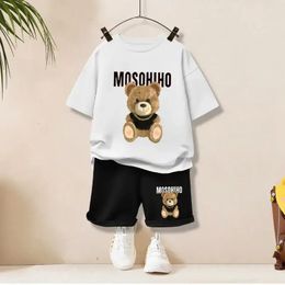 Summer Kids Clothes Girls and Boys Cartoon Bear T-Shirts Shorts 2 Pieces Suit Children Casual Tracksuit Baby Girl Outfit Set 240407