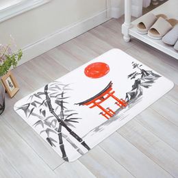 Carpets Sun Mountain Bamboo Ink Painting Floor Mat Entrance Door Living Room Kitchen Rug Non-Slip Carpet Bathroom Doormat Home Decor
