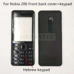 For Nokia 206 Dual Sim RM-872 Mobile Phone Front Housing Back Cover Case English Russian Heberw Arabic Keypad