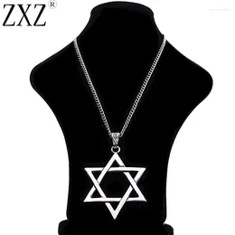 Pendant Necklaces 1 Piece Tibetan Silver Large Jewish Star Of David Charm Long Chain Necklace 34"