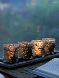 Candle Holders American Retro Candlestick Set Romantic Glass Candlelight Dinner Props Table Atmosphere Home Decoration