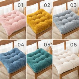 Solid Colour Square Thick Plush Seat Cushions Office Chair Soft Mat Home Student Computer Chair Seat Winter Warm Ass Pad