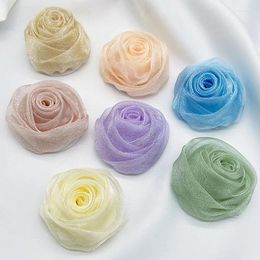 Decorative Flowers 10Pcs 5CM Handmade Organza Artificial Gauze Rose Bud Wedding Dress Clothing DIY Crafts Accessories Home Decorations