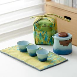 Teaware Sets Travel Tea Set Outdoor Camping Gongfu Teapot Portable Ceramics Quick Cup Chinese Ceramic