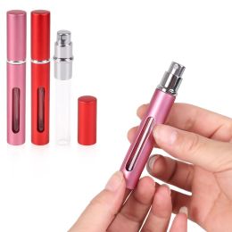 10ML Metal Case Mini Glass Tank Perfume Bottle Aluminium Nozzle Spray Portable Refillable Bottle Parfum Cosmetic Glass Container