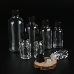 Storage Bottles 5ml 10ml Empty Clear Glass Bottle Mini Vials Essential Oil With Plastic Lids F015