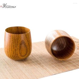 Cups Saucers OYOREFD Japanese Style Natural Wooden Cup Reusable Environmental Protection Tea Coffee Milk Wine Heat Insulation Water