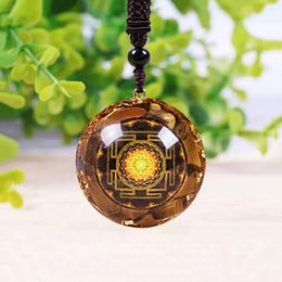 Pendant Necklaces Orgonite Tiger Eye Necklace Sri Yantra Sacred Geometry Energy Healing Yoga Jewellery