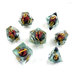 Decorative Figurines 7Pcs/Set Dragon Eye Movedable Dice Digital Diamond Mould Polyhedron Toys Entertainment Accessories For Home Decor Table